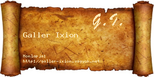 Galler Ixion névjegykártya